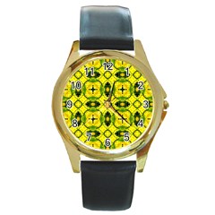 Cute Pattern Gifts Round Gold Metal Watches