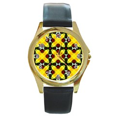 Cute Pattern Gifts Round Gold Metal Watches