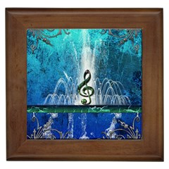 Clef With Water Splash And Floral Elements Framed Tiles