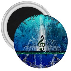 Clef With Water Splash And Floral Elements 3  Magnets