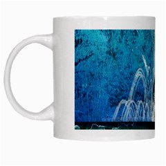 Clef With Water Splash And Floral Elements White Mugs