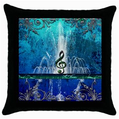 Clef With Water Splash And Floral Elements Throw Pillow Cases (black)