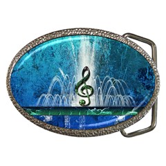 Clef With Water Splash And Floral Elements Belt Buckles