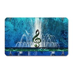 Clef With Water Splash And Floral Elements Magnet (rectangular)