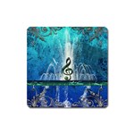 Clef With Water Splash And Floral Elements Square Magnet Front