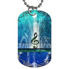 Clef With Water Splash And Floral Elements Dog Tag (one Side)