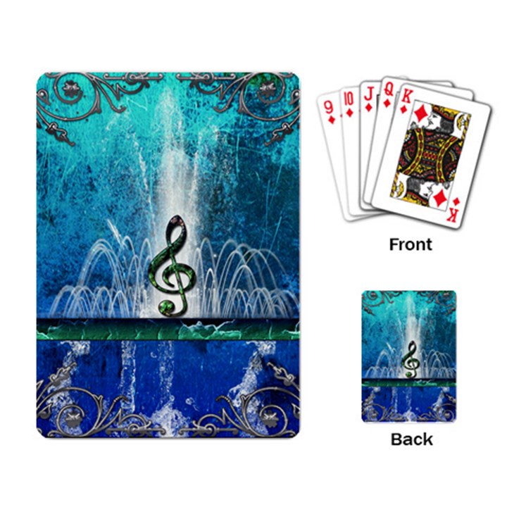 Clef With Water Splash And Floral Elements Playing Card