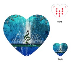 Clef With Water Splash And Floral Elements Playing Cards (heart) 