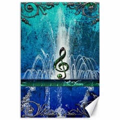 Clef With Water Splash And Floral Elements Canvas 12  X 18  