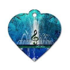 Clef With Water Splash And Floral Elements Dog Tag Heart (one Side) by FantasyWorld7