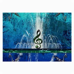 Clef With Water Splash And Floral Elements Large Glasses Cloth