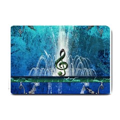 Clef With Water Splash And Floral Elements Small Doormat 