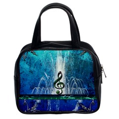 Clef With Water Splash And Floral Elements Classic Handbags (2 Sides)