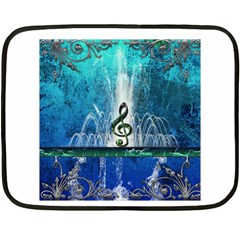 Clef With Water Splash And Floral Elements Double Sided Fleece Blanket (mini) 