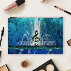 Clef With Water Splash And Floral Elements Cosmetic Bag (large)  by FantasyWorld7