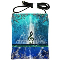 Clef With Water Splash And Floral Elements Shoulder Sling Bags