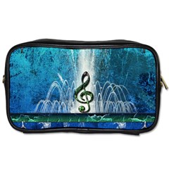 Clef With Water Splash And Floral Elements Toiletries Bags by FantasyWorld7