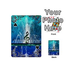 Clef With Water Splash And Floral Elements Playing Cards 54 (mini) 