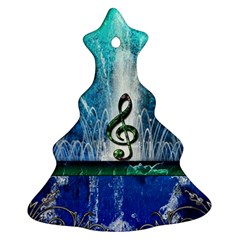 Clef With Water Splash And Floral Elements Ornament (christmas Tree)