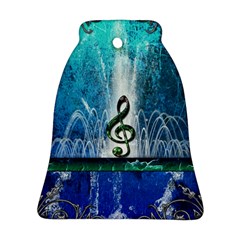 Clef With Water Splash And Floral Elements Ornament (bell) 