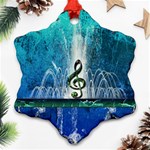 Clef With Water Splash And Floral Elements Snowflake Ornament (2-Side) Back