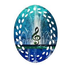 Clef With Water Splash And Floral Elements Ornament (oval Filigree) 