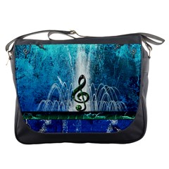 Clef With Water Splash And Floral Elements Messenger Bags