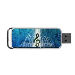 Clef With Water Splash And Floral Elements Portable Usb Flash (one Side) by FantasyWorld7