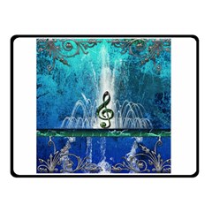 Clef With Water Splash And Floral Elements Double Sided Fleece Blanket (small) 