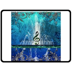 Clef With Water Splash And Floral Elements Double Sided Fleece Blanket (large) 