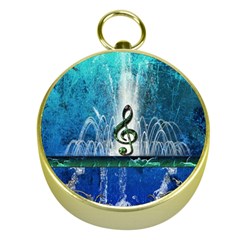 Clef With Water Splash And Floral Elements Gold Compasses