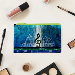 Clef With Water Splash And Floral Elements Cosmetic Bag (xs)