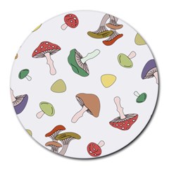 Mushrooms Pattern 02 Round Mousepads by Famous