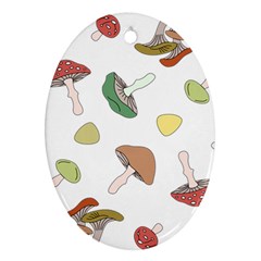 Mushrooms Pattern 02 Oval Ornament (two Sides)