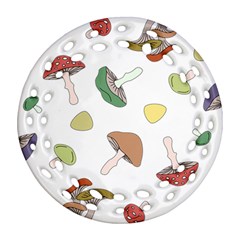 Mushrooms Pattern 02 Ornament (round Filigree)  by Famous