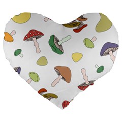 Mushrooms Pattern 02 Large 19  Premium Heart Shape Cushions