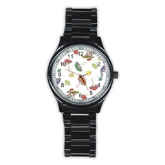 Mushrooms Pattern 02 Stainless Steel Round Watches