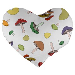 Mushrooms Pattern 02 Large 19  Premium Flano Heart Shape Cushions