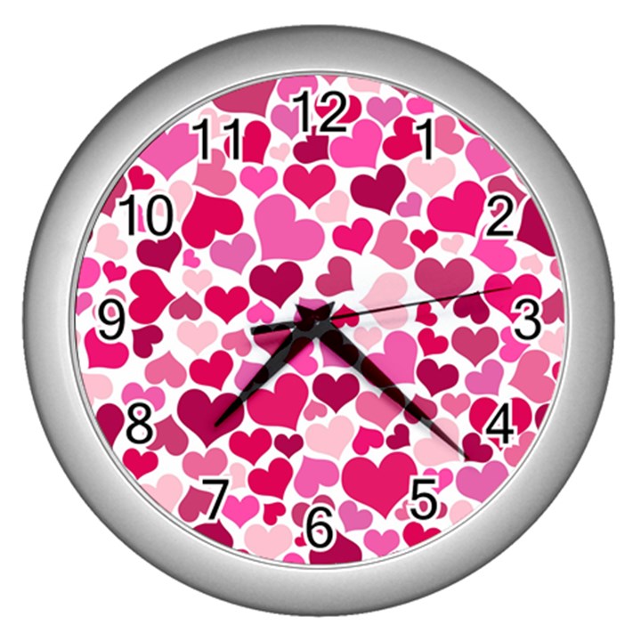 Heart 2014 0933 Wall Clocks (Silver) 