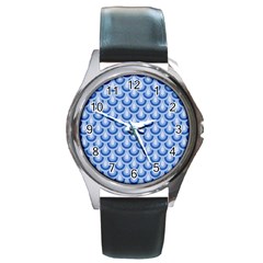 Awesome Retro Pattern Blue Round Metal Watches