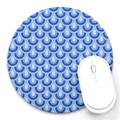 Awesome Retro Pattern Blue Round Mousepads