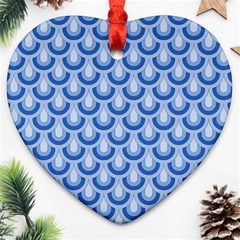 Awesome Retro Pattern Blue Ornament (heart) 