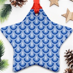 Awesome Retro Pattern Blue Ornament (star) 