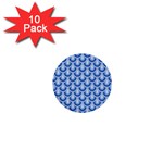 Awesome Retro Pattern Blue 1  Mini Buttons (10 pack)  Front