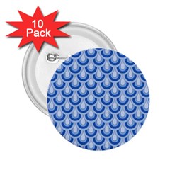 Awesome Retro Pattern Blue 2 25  Buttons (10 Pack) 