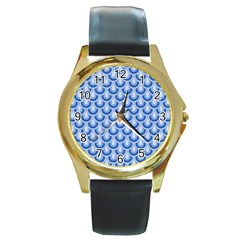 Awesome Retro Pattern Blue Round Gold Metal Watches