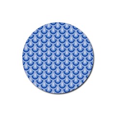 Awesome Retro Pattern Blue Rubber Round Coaster (4 Pack) 