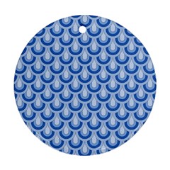 Awesome Retro Pattern Blue Round Ornament (two Sides) 