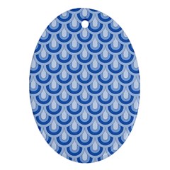 Awesome Retro Pattern Blue Oval Ornament (two Sides)