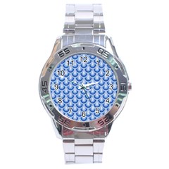 Awesome Retro Pattern Blue Stainless Steel Men s Watch